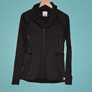 Fabletics Black Utility Jacket with Mesh Accents